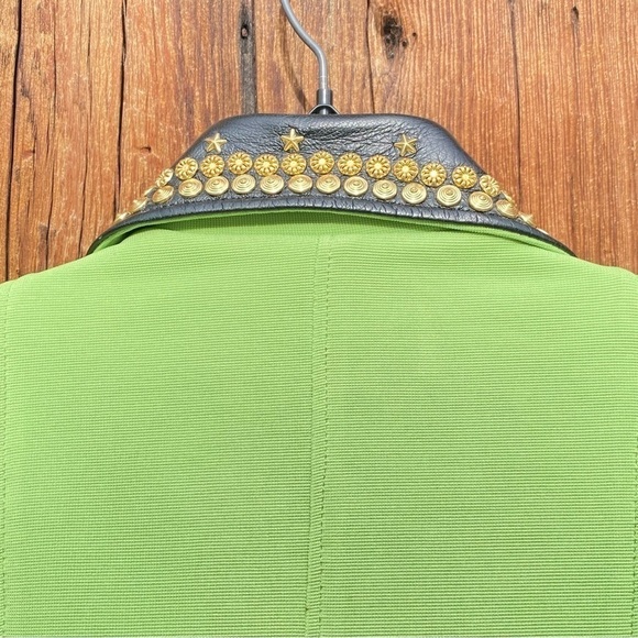 Vintage Leather Studded collar Vest in Chartreuse. Made by Your Wildest Dreams - Picture 4 of 12